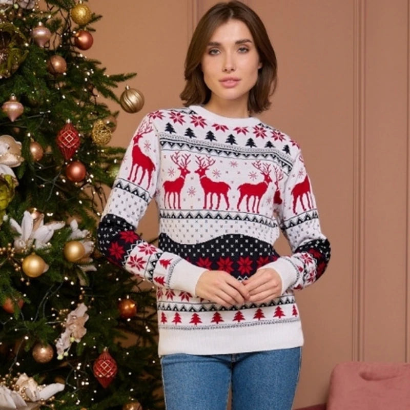 2025 New Year's Clothes Women Men Jumpers Family Matching Sweaters Soft Christmas Knitted Pullover Warm Thick Knitwear Xmas Look
