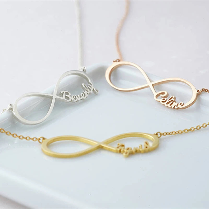 Personalized Stainless Steel Custom Name Necklaces For Women Infinity Nameplate Friendship Necklace Jewelry Family Member Gifts