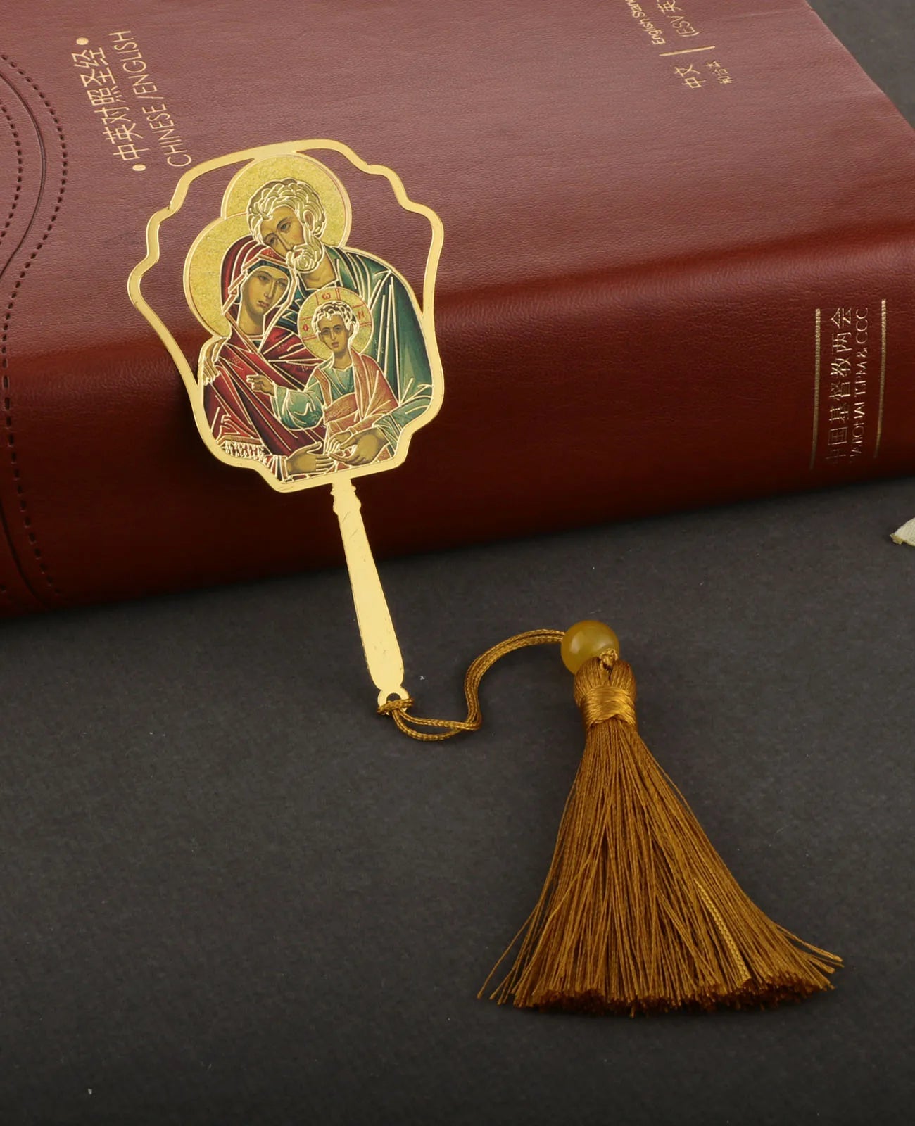Christian Holy Family Bookmarks Hollow Copper Jesus Christ The Teacher Tassel Bookmark Accessories for Reader Birthday Gift