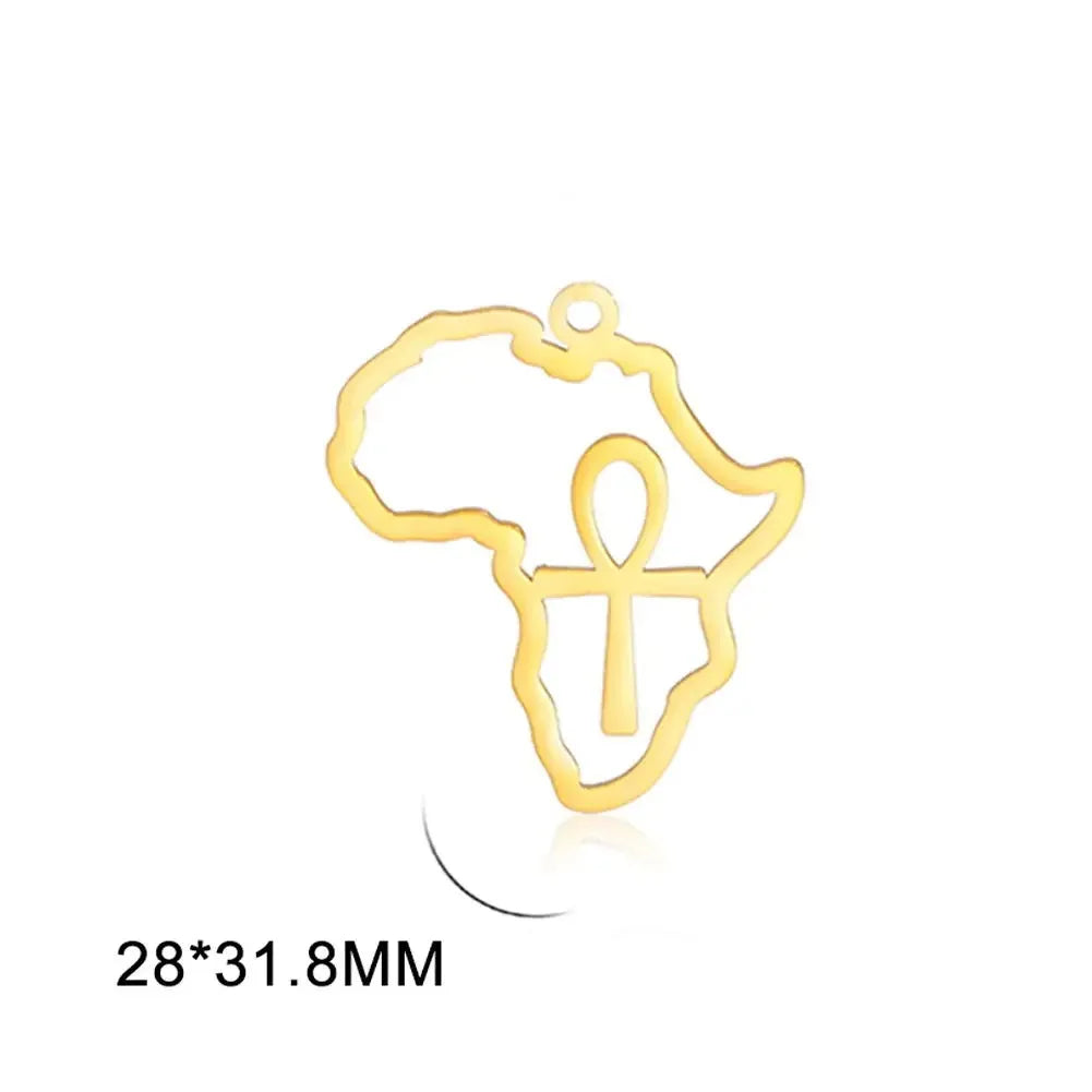 EUEAVAN 1pc Africa Berbers Symbol Map Stainless Steel Pendant for Necklace African Kabyle Berber Jewelry Making Supplies DIY