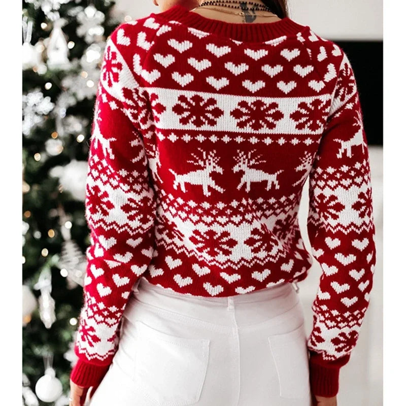 Winter 2025 Women's Christmas Sweater Soft Cute Xmas Look Knitwear Long Sleeve O Neck Jumpers Top Streetwear Y2K Style Pullovers