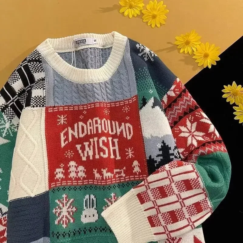 Sweater Women Knit Print Christmas Jumper Pullovers Long Sleeve Elegant Lady Thick Sweaters Regular Autumn Winter 2024