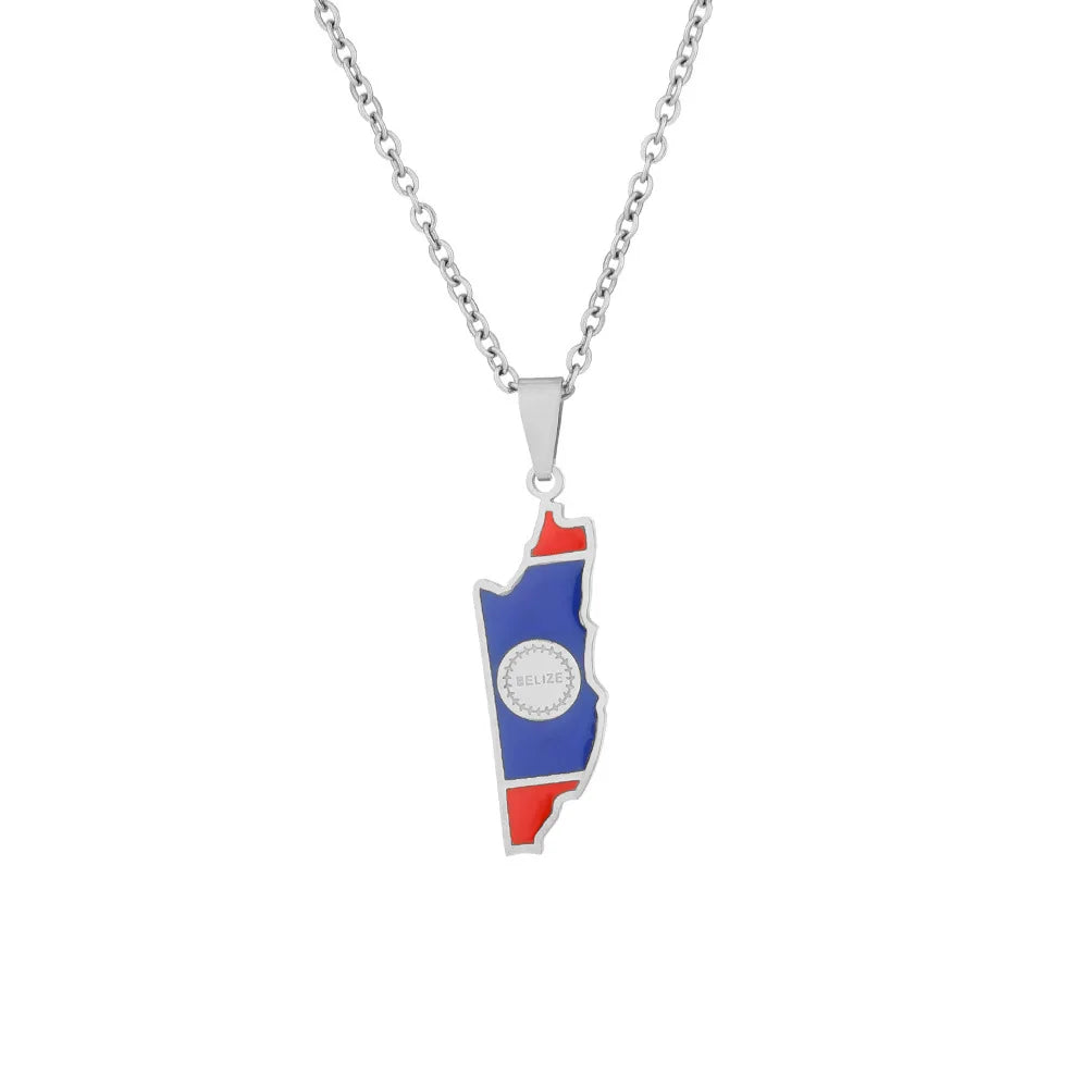 2024 new fashion stainless steel Belize map pendant necklace temperament everything collarbone chain birthday anniversary gift