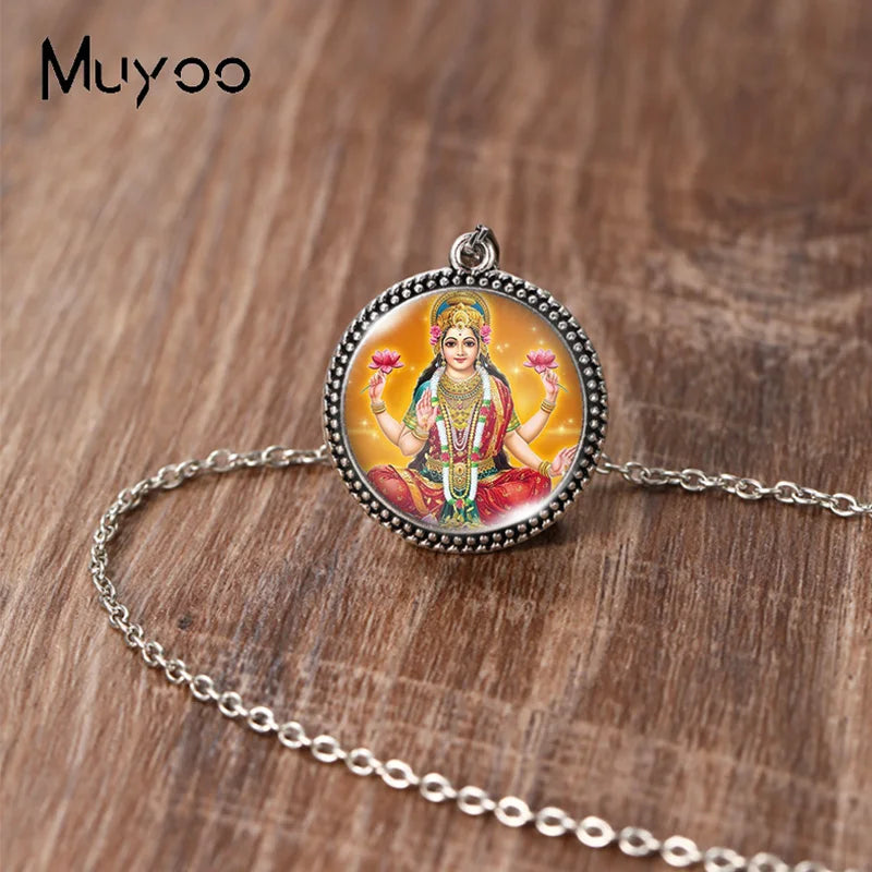 2023 New Arrival Fashion Painting India Shiva Ganesha Hindu God Glass Dome Antique Pendant Handmade Jewelry Vintage Necklaces