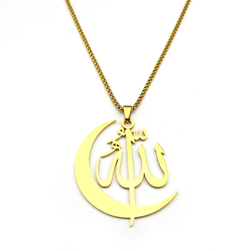 2024 new fashion stainless steel necklace French retro simple Arabic personality everything hollowed out sweater chain jewelry