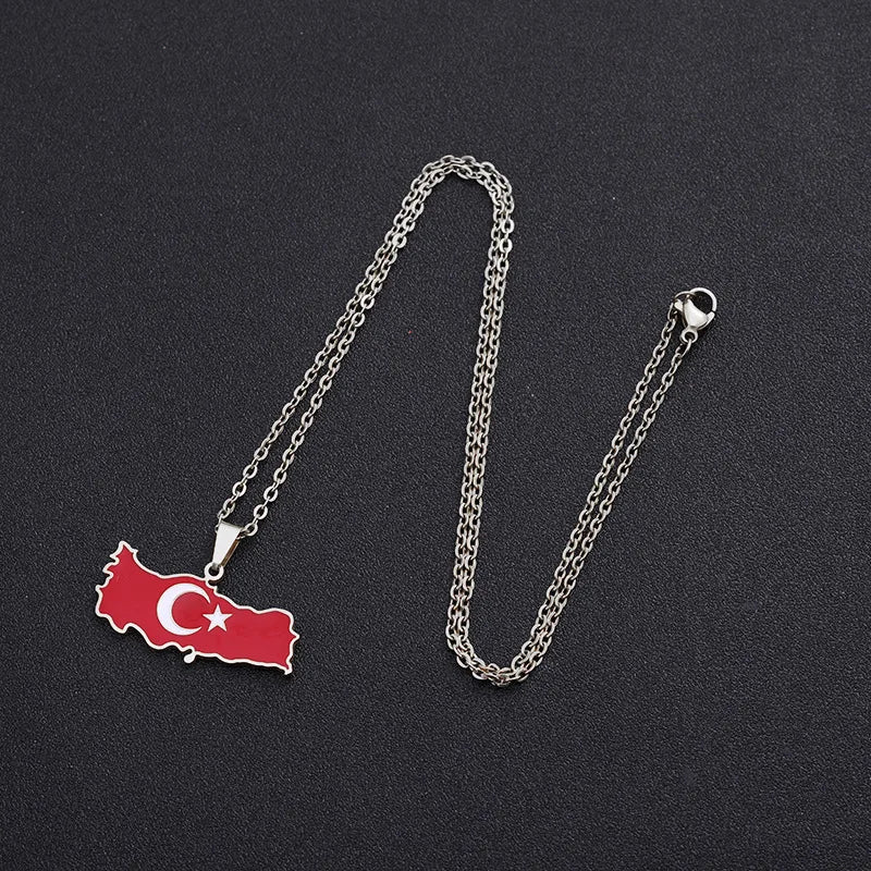 2024 new fashion stainless Gangerchi map pendant necklace temperament everything collarbone chain birthday anniversary gift