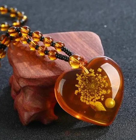 1pcs Imitation Amber Brine Beeswax Beads Necklace Honey Wax Brazilian Amber Necklace Handicraft National Style Pendant Ornaments