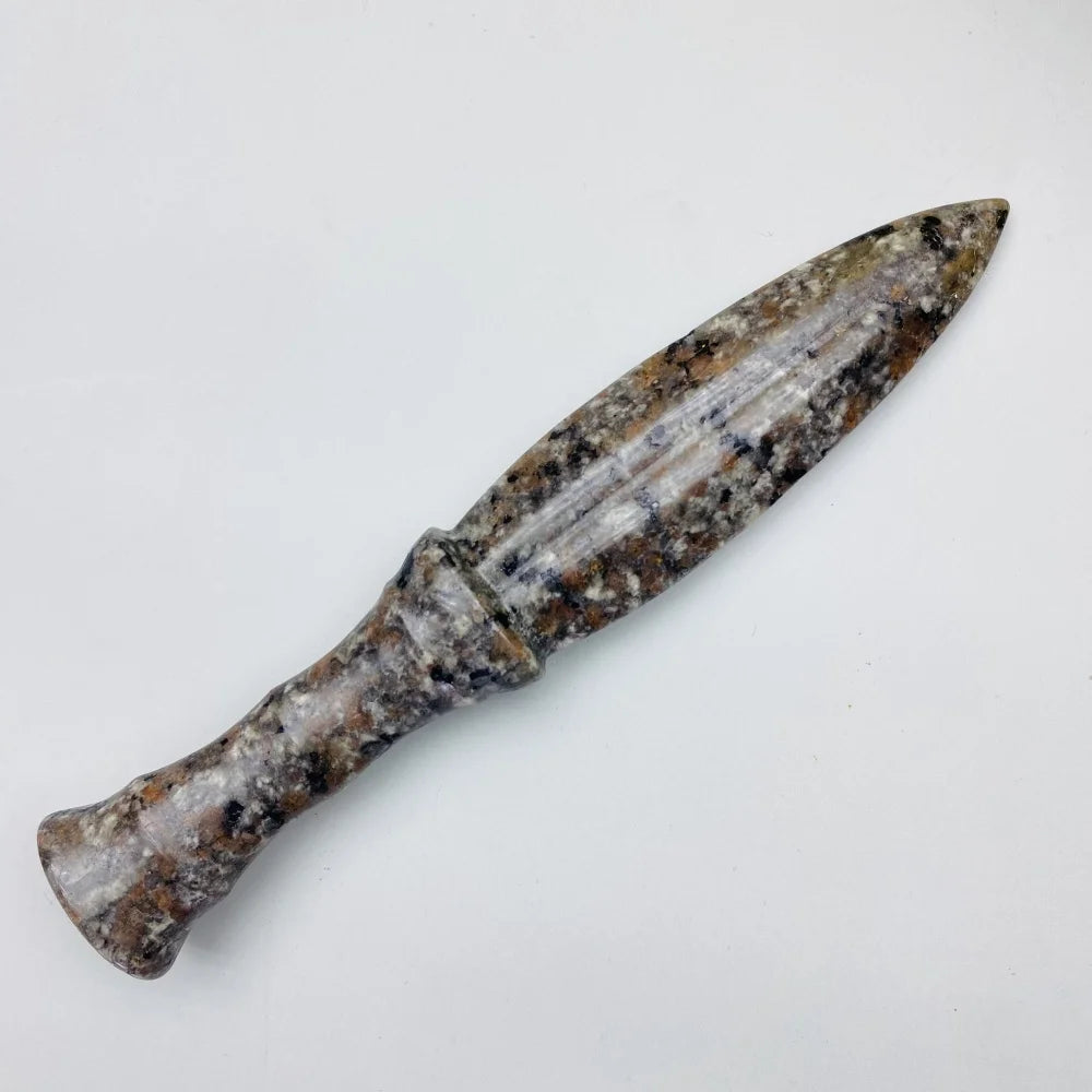 Unique Yooperlite Stone Mystical Dagger Carving - Polished Raw Gemstone witchcraft meditation crystal Knife for Home Decor Gifts