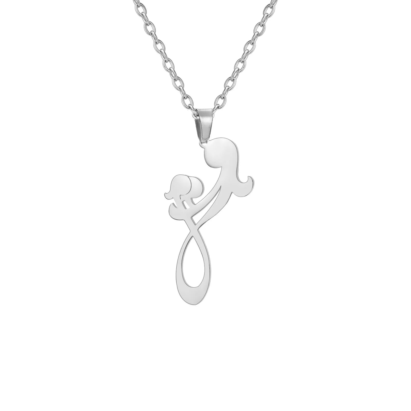 2024 New fashion Mom and Two Kids pendant necklace temperament everything with stainless steel collarbone chain accessories acce