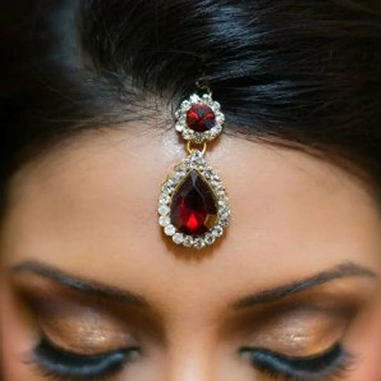 Stonefans Water Drop Forehead Chain Headpiece Jewelry for Women Boho Red Hair Accessories 2024 Rhinestone Wedding Elegant Clips