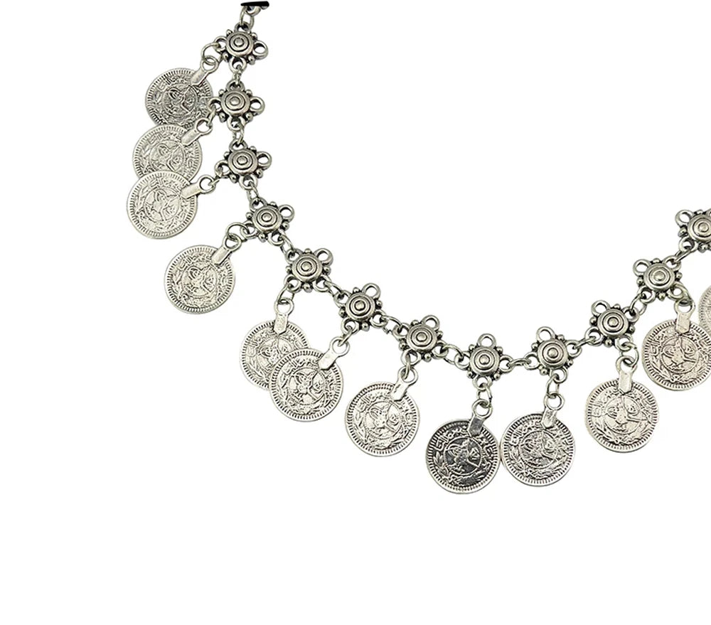 Vintage Gypsy Tribal Boho Ethnic Coins Tassel Choker Necklace for Women Summer Beach Party Dance Collares Afghan Indian Jewelry