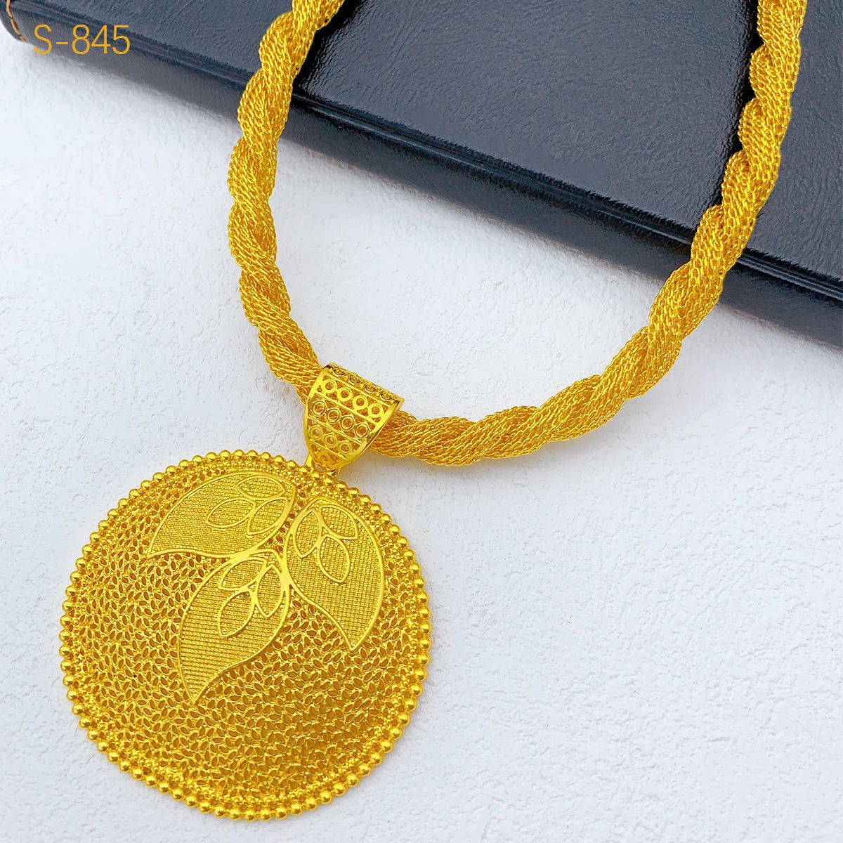 Luxury Indian Dubai Irregular Necklace And Earrings Jewelry Sets For Women Ethiopian Bridal 24k Gold Color Set Wedding