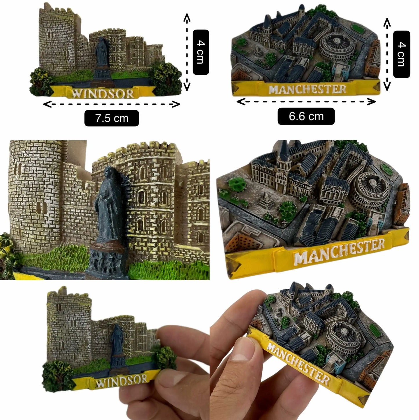 UK Fridge Magnet Manchester, Warwick Castle, Windsor Castle, Whitby, Blackpool, Stonehenge 3D Magnetic Resin Gift