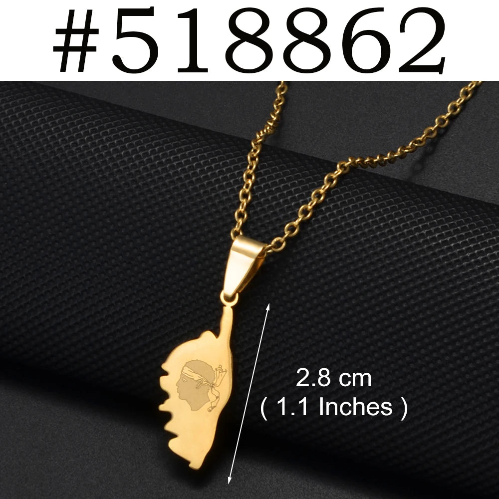 2025 New Arrivals Corsica Flag Pendant Necklaces Stainless Steel for Women Girls Sardinia Ethnic Jewelry #518762