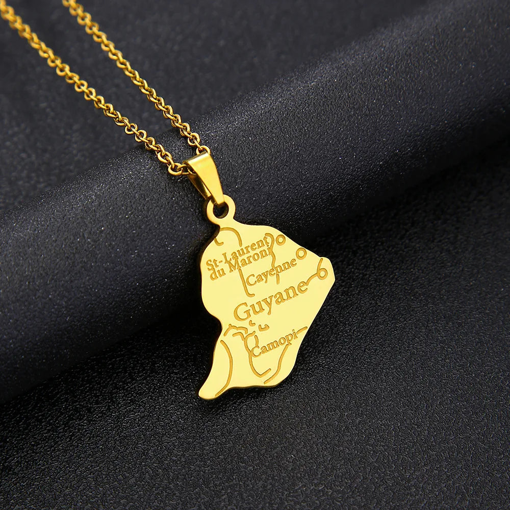 2024 new fashion stainless steel French Guyana pendant necklace temperament everything collarbone chain birthday anniversary sma