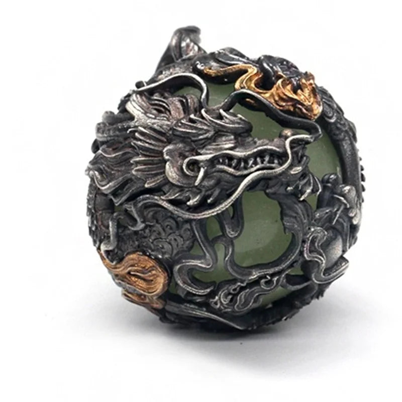 Retro Domineering Auspicious Dragon Pendant Necklace For Men Jewelry Lucky Amulet Necklace Male Choker Accessories