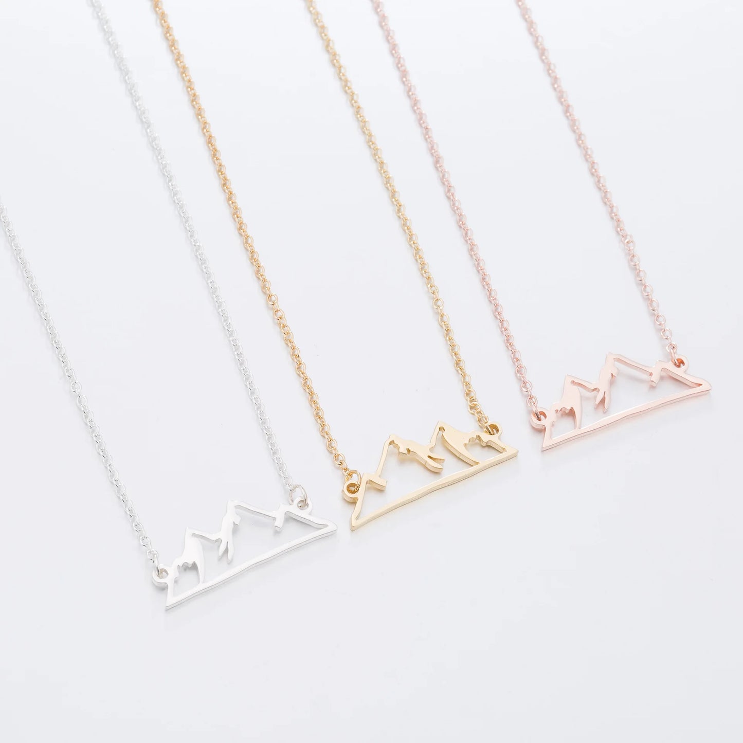 2024 new fashion stainless steel hollow snow mountain mountain pendant necklace temperament with lovely collarbone chain accesso