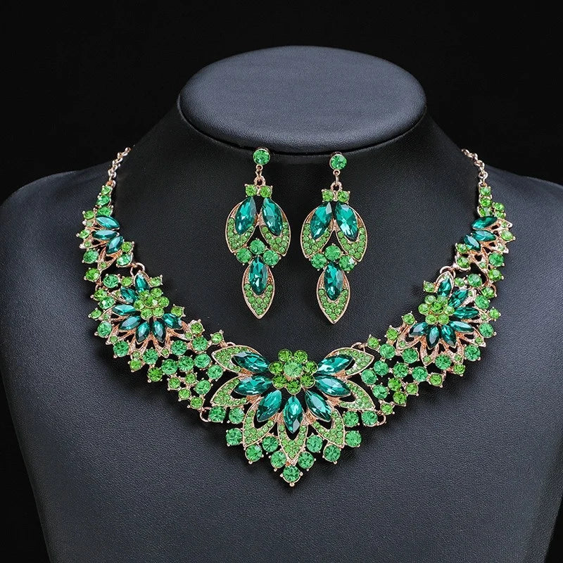 Vintage Necklace Set Women's 2-piece Set Leaves Flowers Exaggerated Bridal Accessories