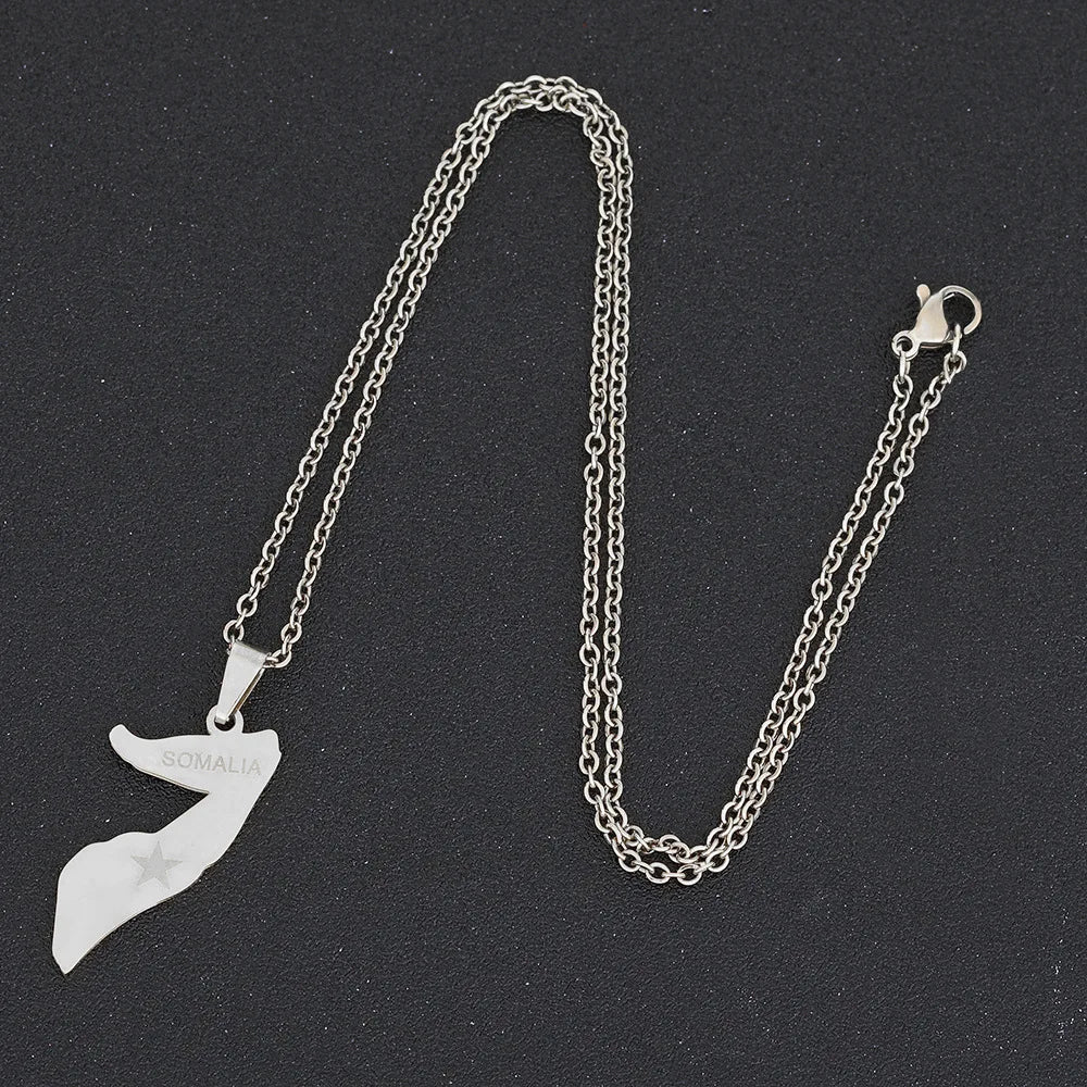 2024 new fashion stainless just Africa Somalia map pendant necklace temperament everything collarbone chain birthday anniversary