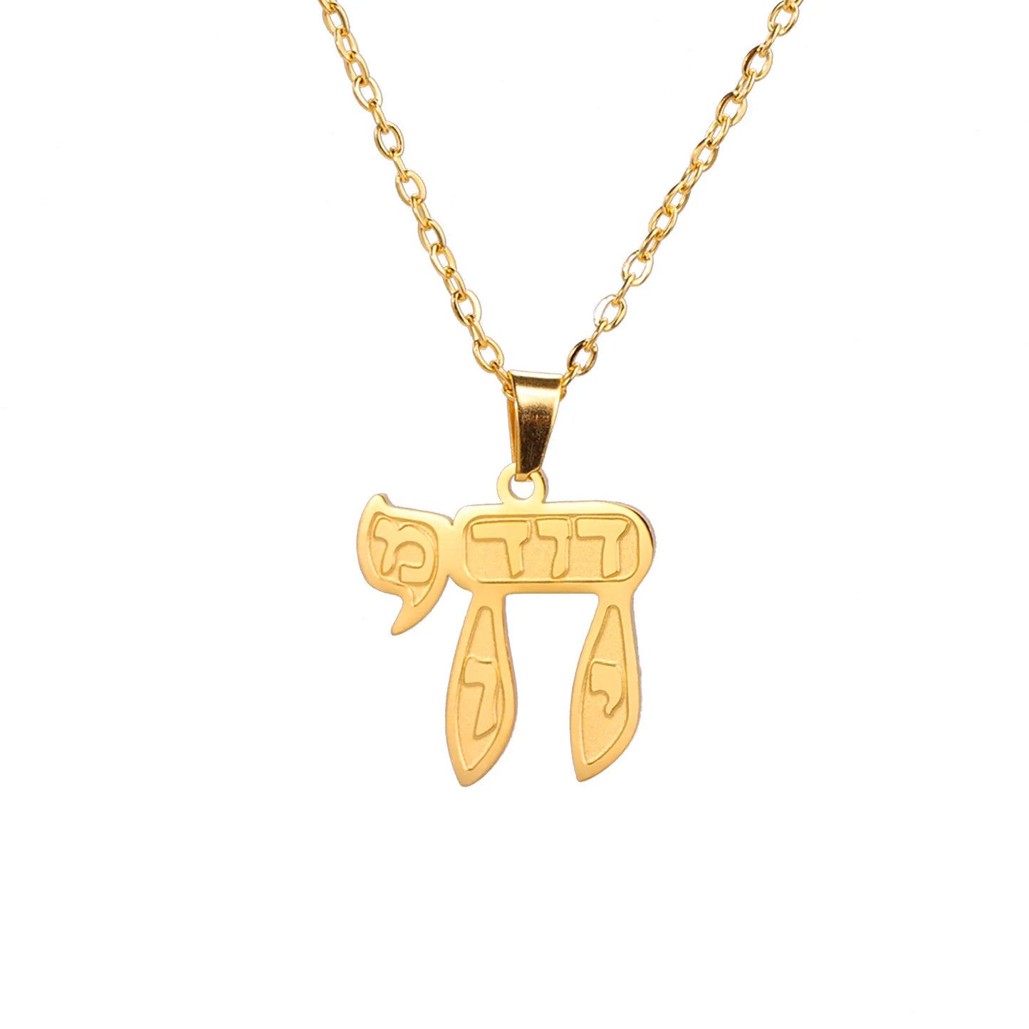 2024 New fashion Hebrew letters mother pendant necklace temperament everything with stainless steel clavicle chain accessories a