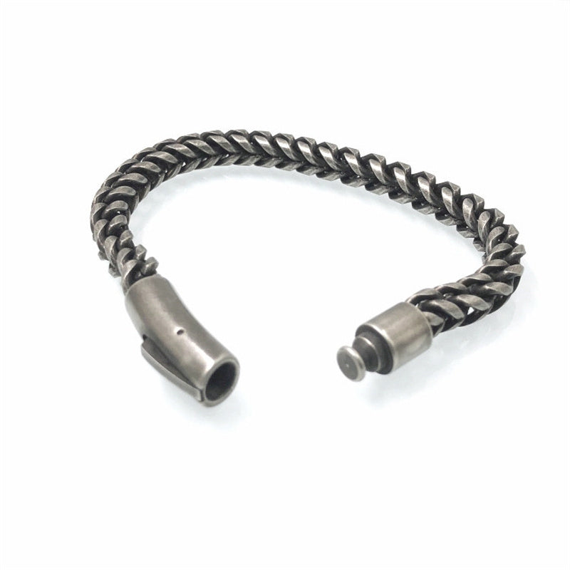 Vintage Chain Link Men Bracelet Handmade Punk Rock Stainless Steel Punk Bracelets Male Hand Jewelry Boyfriend Accessories