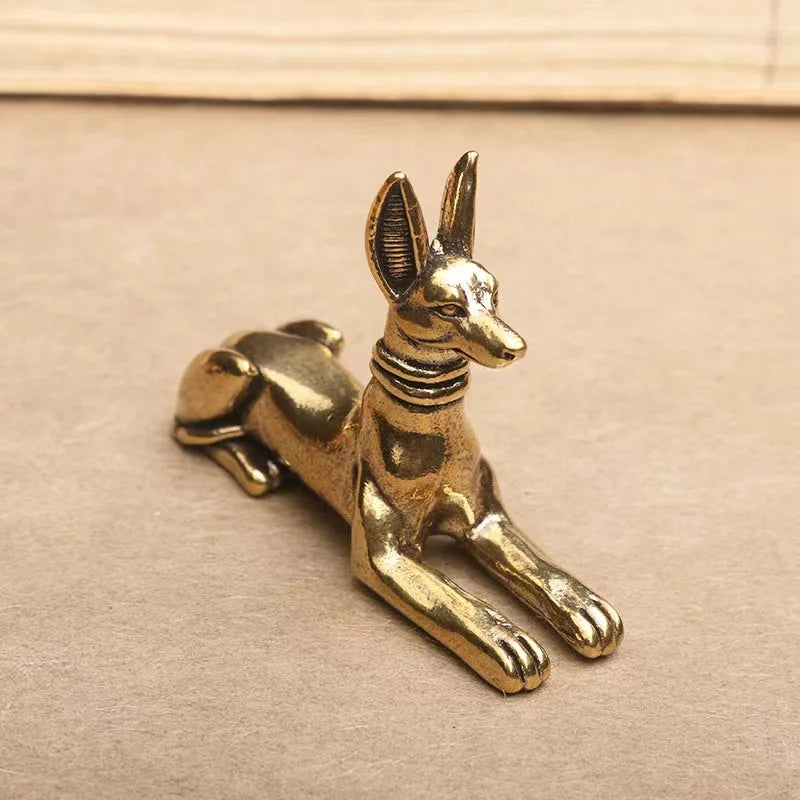 1pc Vintage Brass Egyptian Pharaoh Hound Statue - Exquisite Decorative Art Piece for Home, Office, or Cafe, Ideal for Bookshelve