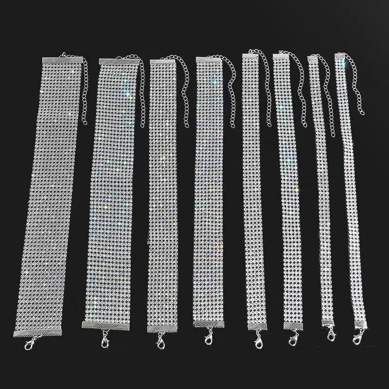 TOP Quality Cool Shiny Rhinestone Bundle Neck Popular Element Collar Necklace Punk Hip Hop Women's Choker Gift Korean Jewelry