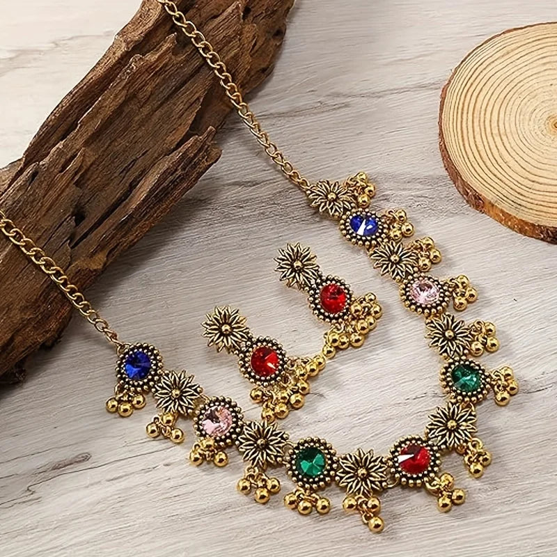 1 Set Jewelry for Women Synthetic Rhinestone Choker Necklace Earrings Set Party Style Ideal for Daily Wear Holiday Gift