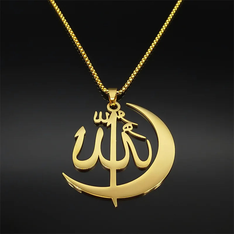 2024 new fashion stainless steel necklace French retro simple Arabic personality everything hollowed out sweater chain jewelry