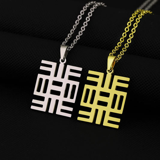 2024 New fashion stainless steel African ancient cultural symbol necklace for women and men couples ethnic style accessories col