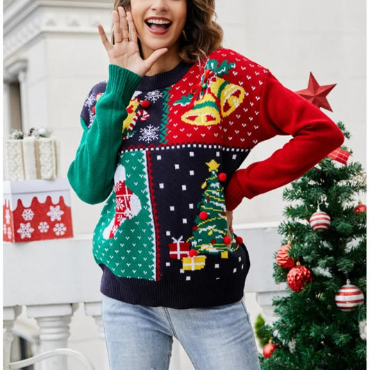 2025 Winter Christmas Women's Sweater Warm Soft Knitwear Female Long Sleeve O Neck Jumper Casual Pullover Top Xmas Look Clothing
