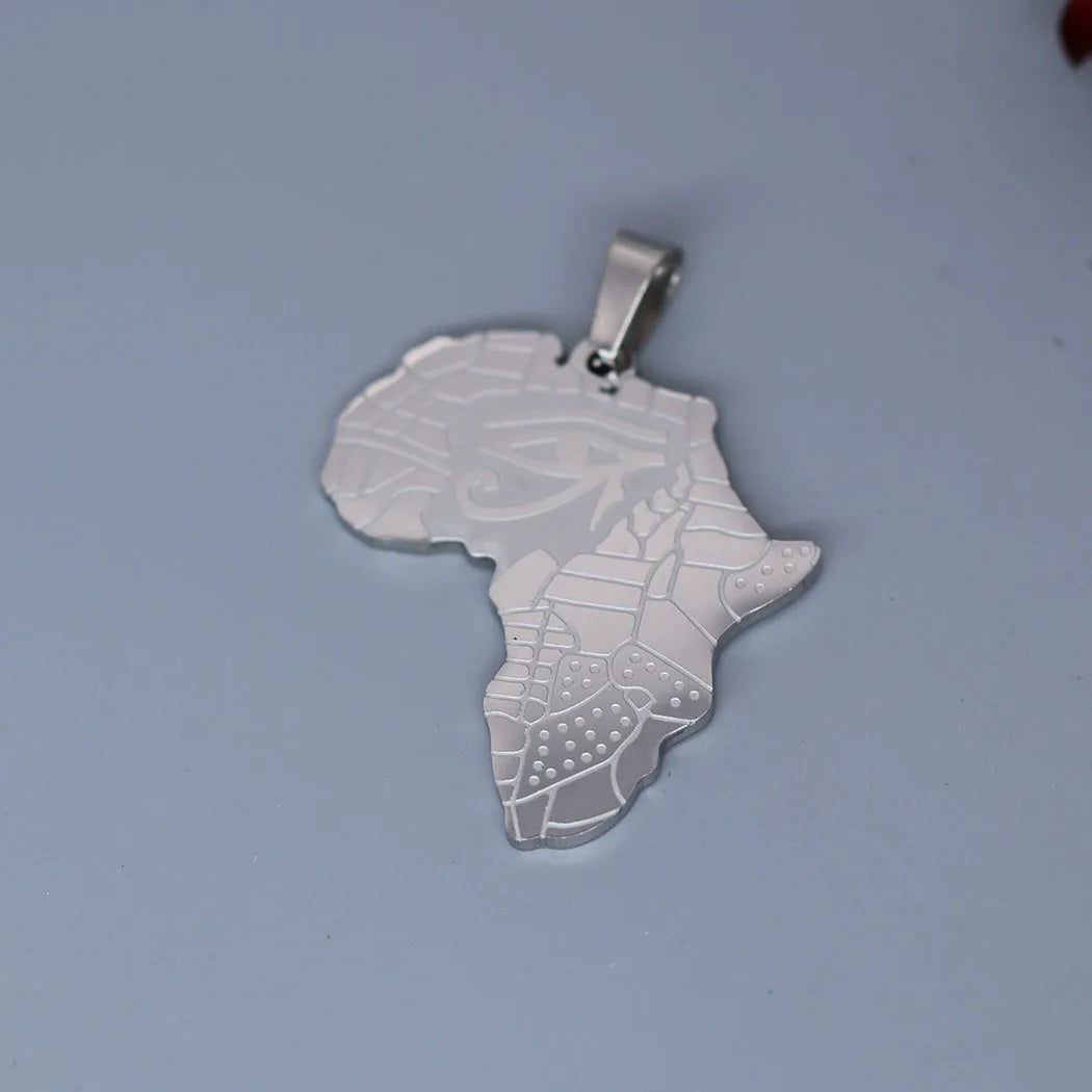 2pcs Stainless Steel Egypt The Eye of Horus Africa Map Pendant Charms for Jewelry Making Trendy Necklace Keychain Accessories