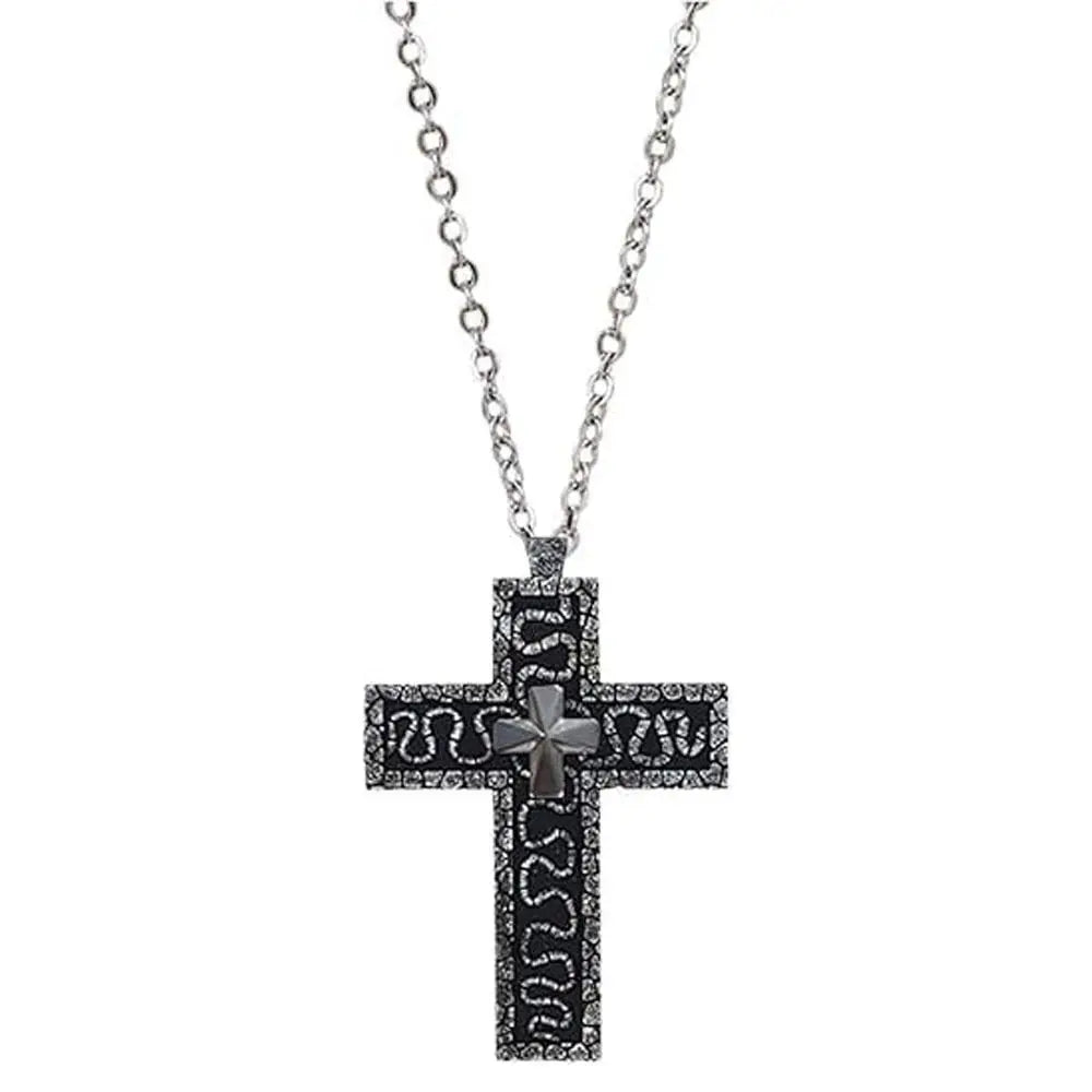 Vintage Cross Pendant Necklace with Secret Compartment Cross Necklace 3D Printed Charm Jewelry Necklace for Women Men