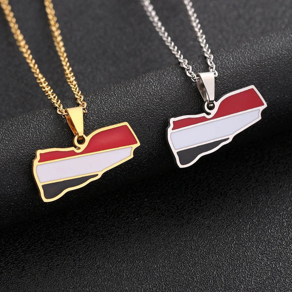 2024 new fashion stainless steel Yemen map pendant necklace temperament everything collarbone chain birthday anniversary gift