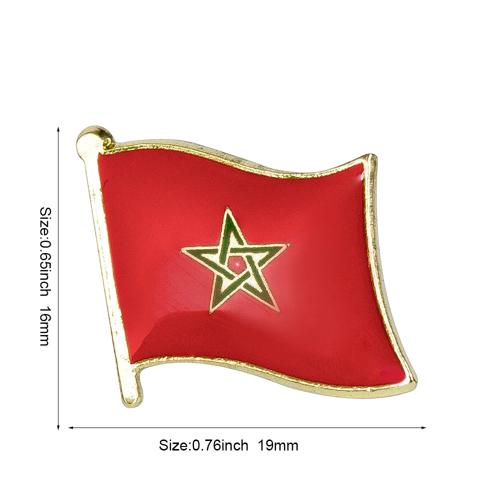 Morocco Flag Lapel Pin Badges For Clothes In Patches Rozety Papierowe Icon Backpack KS-0131