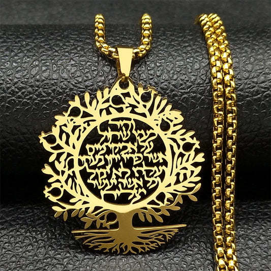 2024 New fashion Tree of Life elegant pendant lettering hollow necklace temperament hundred matching couple collarbone chain