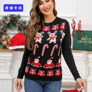 2025New Sweater Christmas Gift Sweater European and American Autumn and Winter Lazy Style Pullover Knitted Sweater