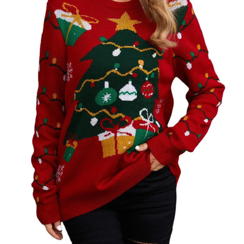 2025New Sweater Christmas Gift Sweater European and American Autumn and Winter Lazy Style Pullover Knitted Sweater