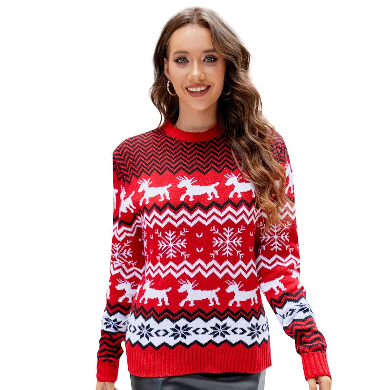 Family Christmas Sweater 2024 New Women Men Couples Matching Clothes Soft Warm Knitwear Jacquard Pullover Top Xmas Look Jumpers