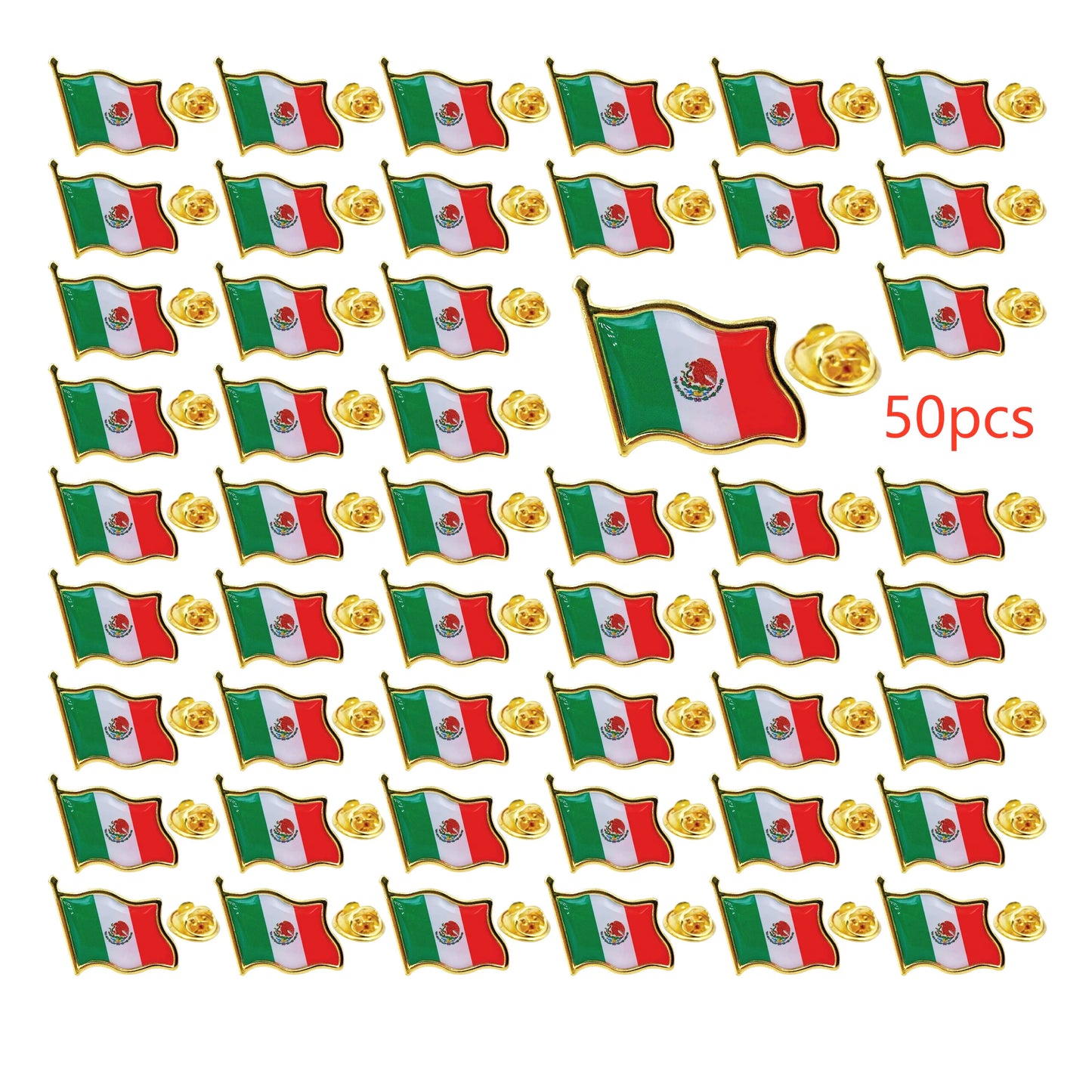 Mexico Flag Lapel Pins - Bulk Pack Mexican National Emblem Badges for Jackets Hats Backpacks And Clothes