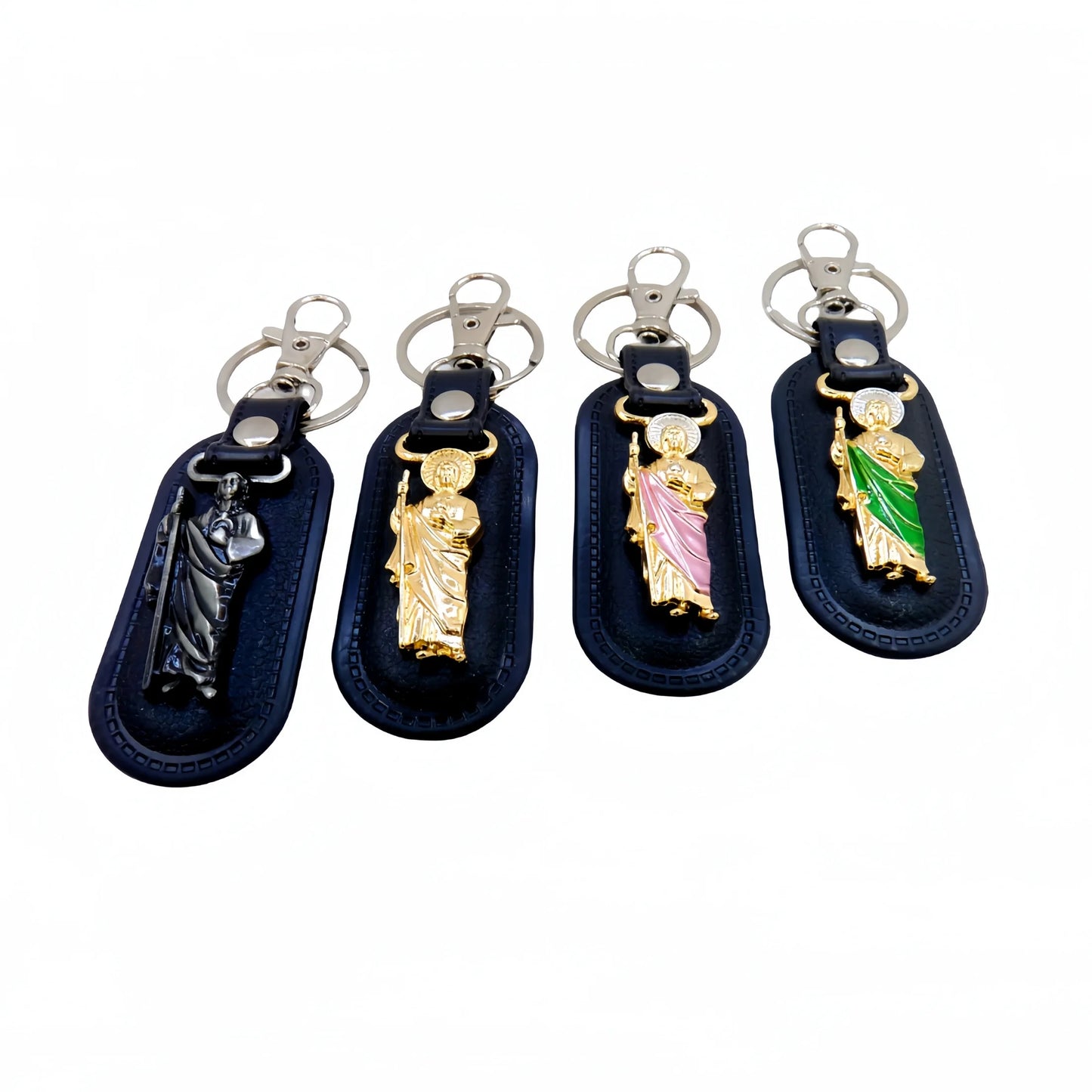 1pc Metal PU Leather St. Jude Pendant Keyring Keychain Religious Ornament