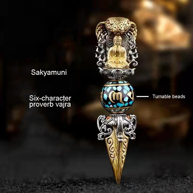 Buddhist Shakyamuni Dharma Vessel Exorcism Vajra Pendant Necklace for Men Women Religious Amulet Necklace Jewelry Accessory Gift