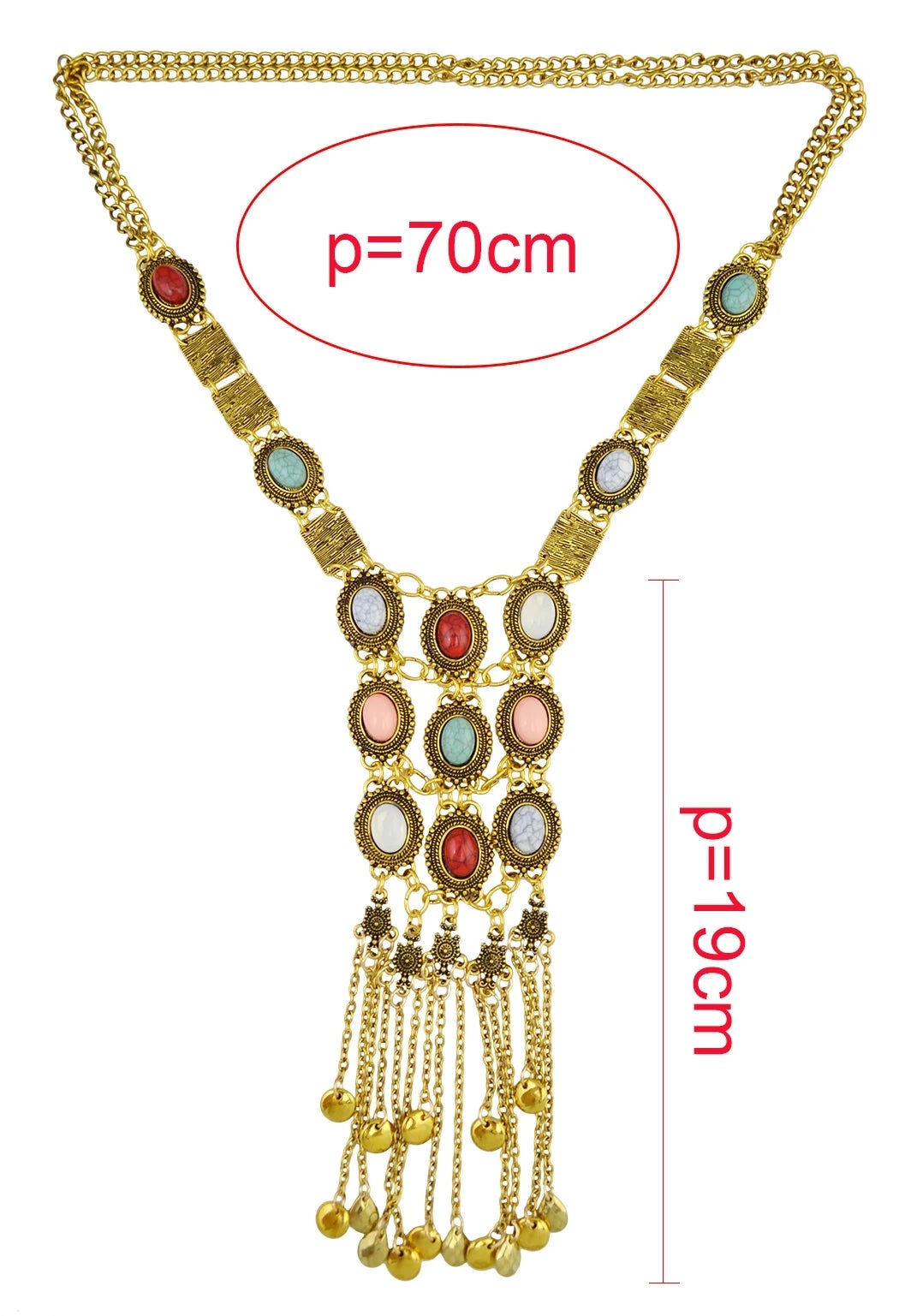 Vintage Silver Plated Gold Plated Chain Bead Stone Long Tassel Pendant Women's Necklace Suitable for Women's Party Jewelry Gifts