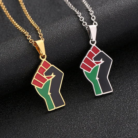 2024 new fashion stainless steel African fist symbol necklace for men and women geometric national style collarbone chain annive