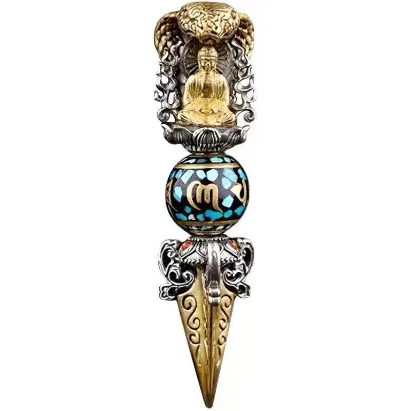 Buddhist Shakyamuni Dharma Vessel Exorcism Vajra Pendant Necklace for Men Women Religious Amulet Necklace Jewelry Accessory Gift