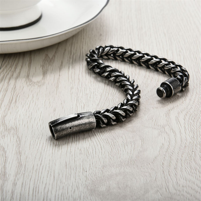 Vintage Chain Link Men Bracelet Handmade Punk Rock Stainless Steel Punk Bracelets Male Hand Jewelry Boyfriend Accessories