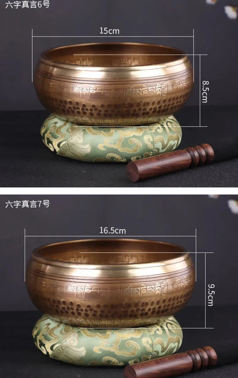 Nepal Large Bowl Singing 20cm Copper Handmade Buddha Bowls Tibetan Yoga Bowl Meditation Tools Buddha Sound Bowls Awareness Set