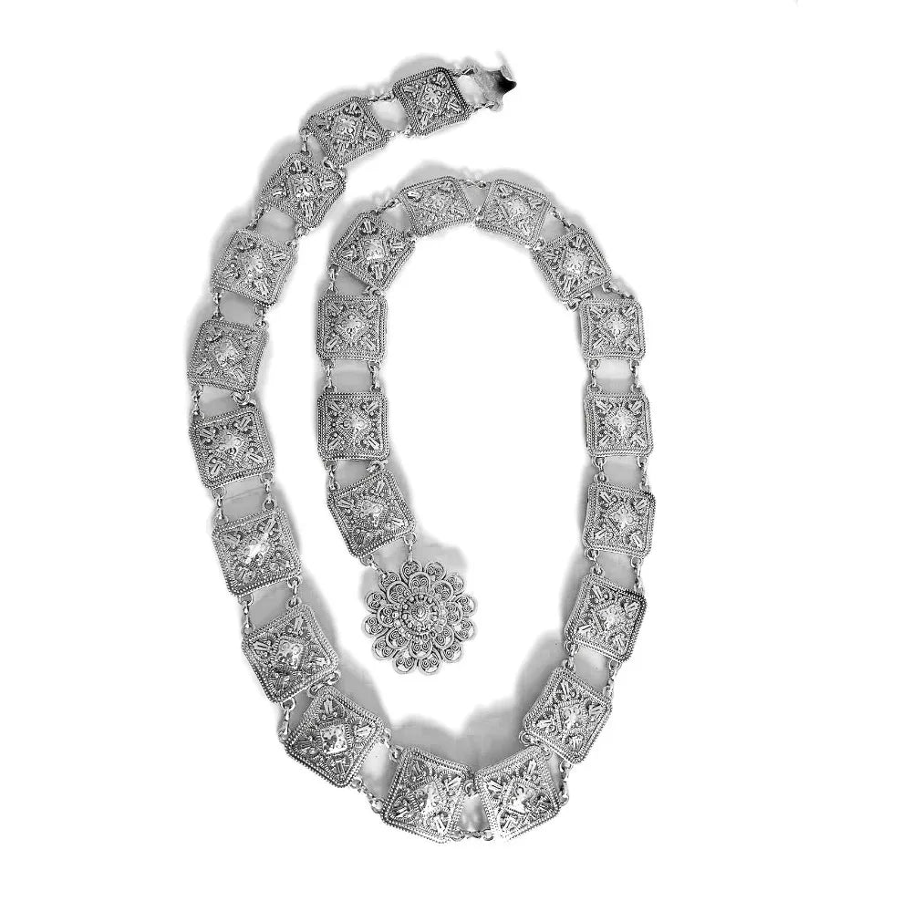 Vintage Style Turkish Gypsy Silver Plated Alloy Belly Waist Chain for Women Beach Belt Party Body Chain Jewelry Body