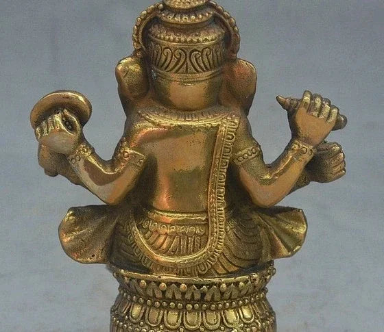 17CM Old Tibet Buddhism Bronze Ganapati Ganesh Lord Ganesha Elephant Buddha Statue