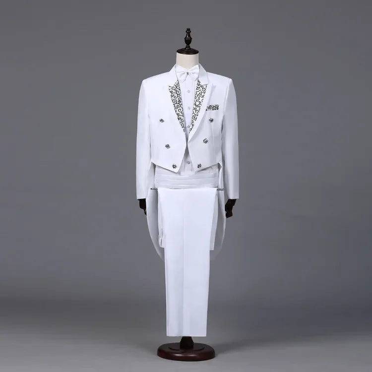 2024  Bent Flower Red/black /white Men's Dress Tuxedo Set Two-pieces,magician's Stage Performance, Conductor's Blazer Jacket